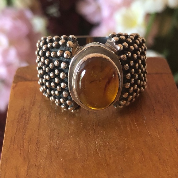 Silpada Beaded Sterling Silver Amber Ring R0893 - Picture 8 of 8